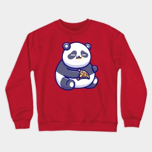 Cute Fat Panda Eating Pizza Cartoon Crewneck Sweatshirt